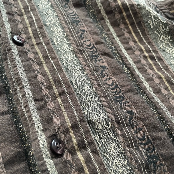 Chocolate Brown Western Style Button Down Shirt Size Large Athletic Fit by 4YOU - Picture 3 of 6
